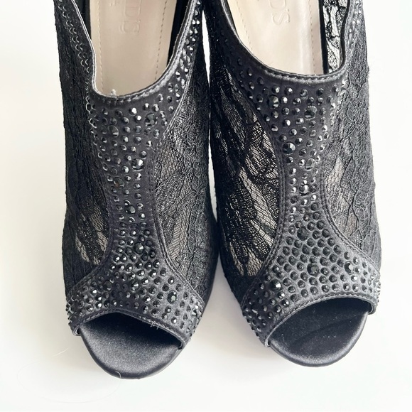 DAVID'S BRIDAL- AYAEL9 Black Lace Rhinestone Platform Heels Size 9 - Picture 4 of 8